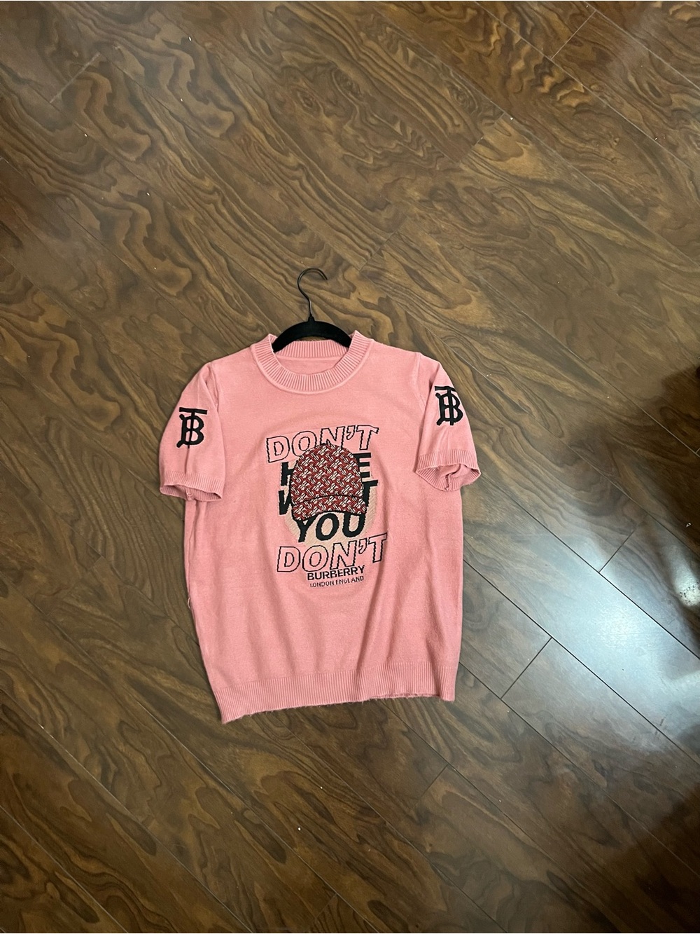 Burberry Pink Graphic Crew Neck Sweater